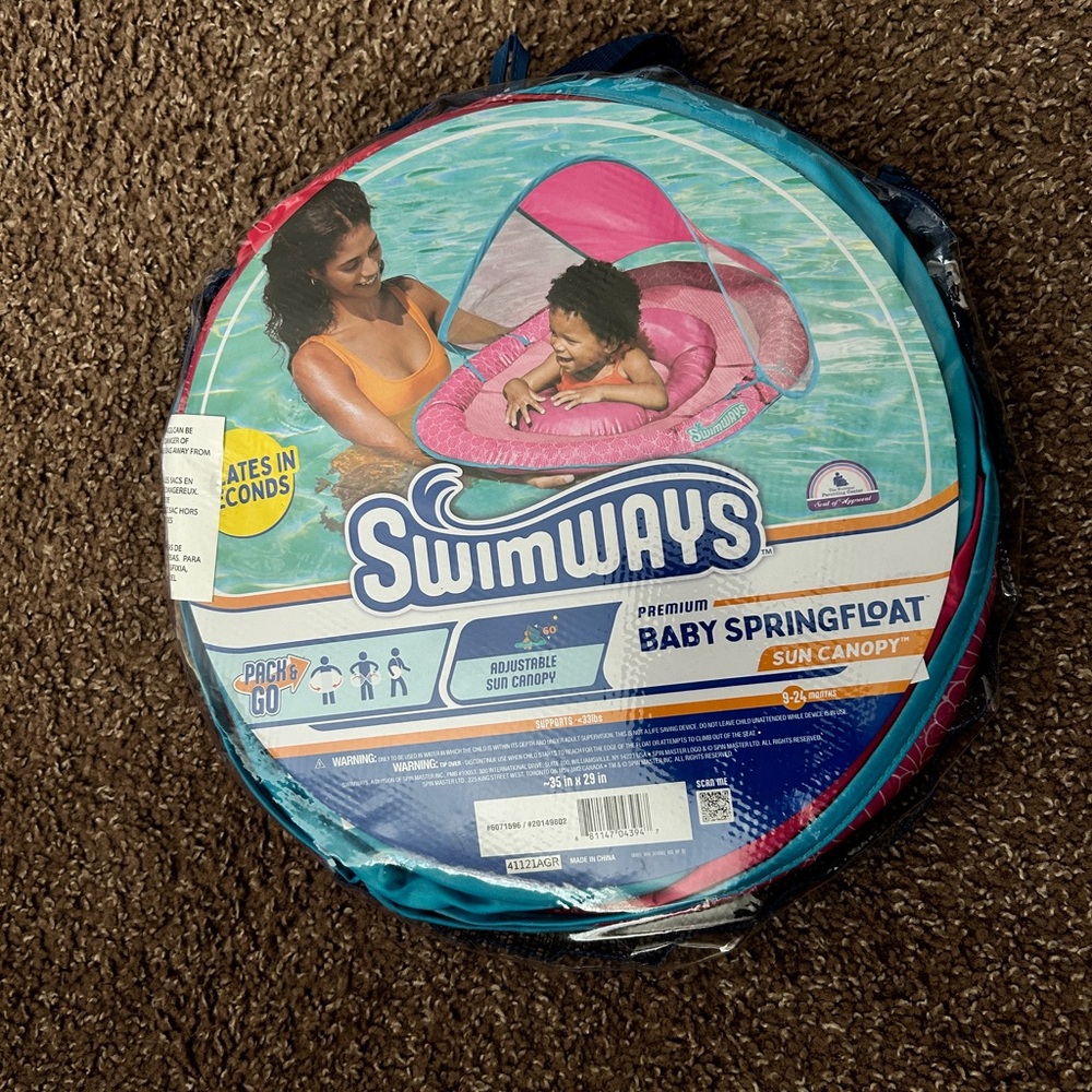 SwimWays Baby Spring Float with Canopy - Pink and Blue